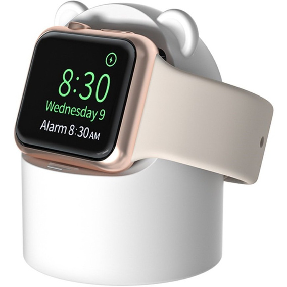 Silikonový nabíjecí stojánek pro Apple Watch 1/2/3/4/5/6/7/8/SE/Ultra, bílý