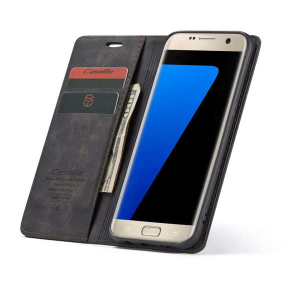 Pouzdro CASEME pro Samsung Galaxy S7 Edge, Leather Wallet Case, černé
