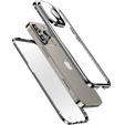 Pouzdro pro iPhone 16 Pro, Magnetic Dual Glass, stříbrné