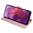 Klopové pouzdro pro Motorola Moto E14, Butterfly, růžové rose gold