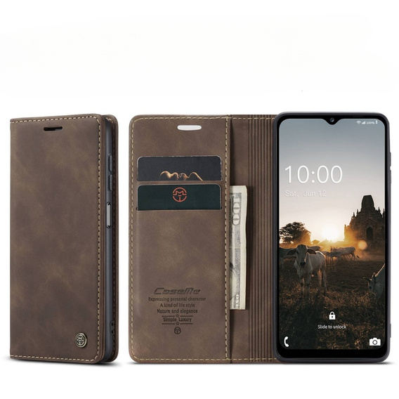 Pouzdro CASEME pro Samsung Galaxy M33 5G, Leather Wallet Case, hnědé