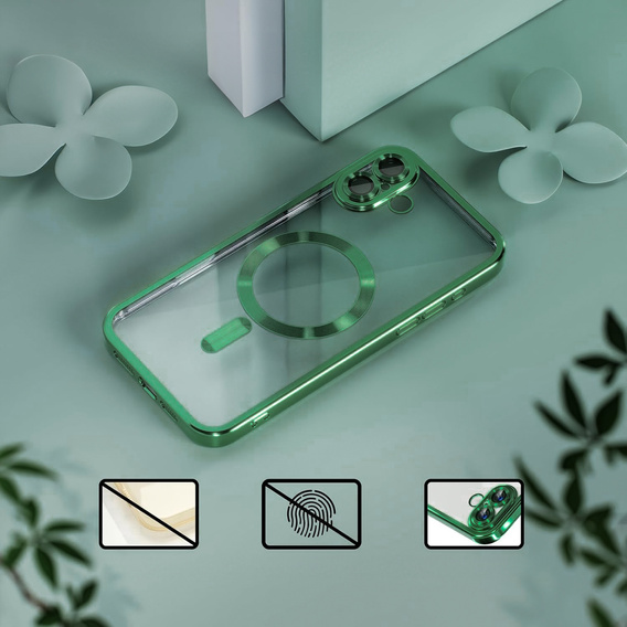 Pouzdro pro iPhone 16, Electro MagSafe, zelené + sklo na displej