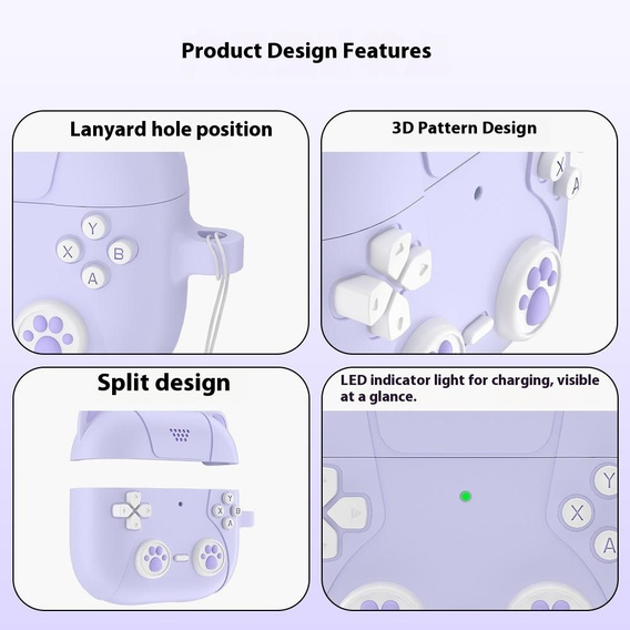 Silikonové pouzdro s motivem kočičí tlapky s kroužkem na klíče pro Apple AirPods Pro 3