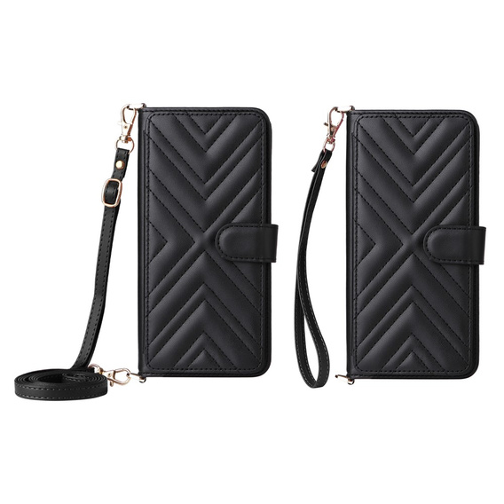 Flipové pouzdro pro Xiaomi Poco M7 Pro 5G, Crossbody Leather Wallet, černé
