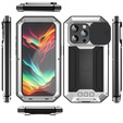 Pouzdro pro iPhone 15 Pro, R-JUST CamShield Slide, pancéřované, stříbrné / černé