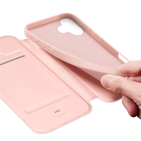 Dux Ducis pouzdro pro iPhone 17, Skin Pro, s klopou, s přihrádkou na kartu, růžové