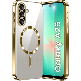 Pouzdro pro Samsung Galaxy A26, Electro MagSafe, zlaté + sklo na displej