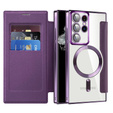 Klopové pouzdro pro Samsung Galaxy S22 Ultra 5G, RFID Wallet MagSafe CamShield, fialové