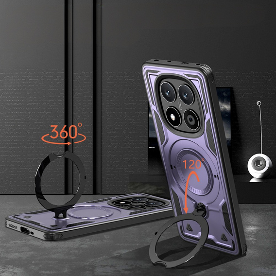 Pouzdro pro Xiaomi Redmi Note 14 Pro 5G /  Poco X7 5G, Military MagSafe, fialové + 9H sklo