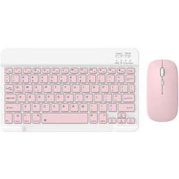 Sada bezdrátová klávesnice s myší Bluetooth pro Android / Windows, růžová