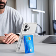 Pouzdro pro iPhone 16, Card Holder Kickstand, transparentní