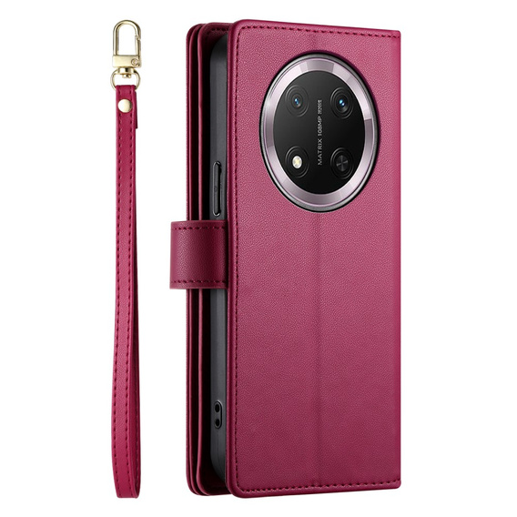 Klopové pouzdro pro Honor Magic 7 Lite, Wallet Zipper Pocket, červené