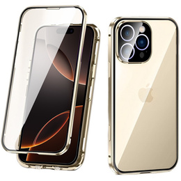 Pouzdro pro iPhone 16 Pro, Magnetic Dual Glass, zlaté