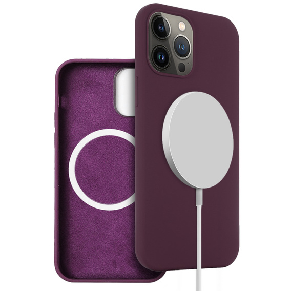 Pouzdro pro iPhone 13 Pro, Silicone MagSafe, kaštanové
