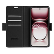 Pouzdro pro Oppo Reno 12 Pro, ERBORD Glossy Litchi, flipová peněženka, černé