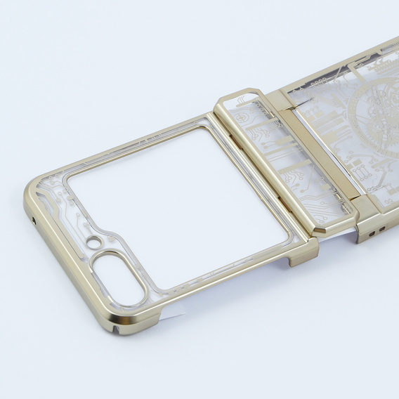 Pouzdro pro Samsung Galaxy Z Flip 5 5G, Mechanical Legend, zlaté