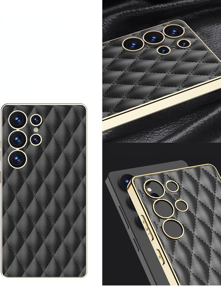 Pouzdro pro Samsung Galaxy S25 Ultra, Leather Rhombus, černé