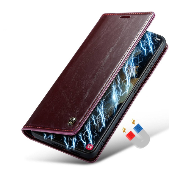 CASEME flipové pouzdro pro Samsung Galaxy S21 Ultra 5G, Waxy Textured, červené
