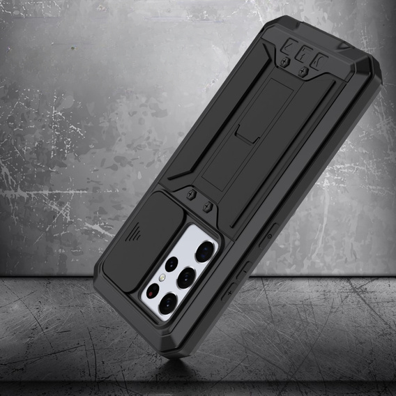 Pouzdro pro Samsung Galaxy S21 Ultra, R-JUST CamShield Slide, pancéřované, černé