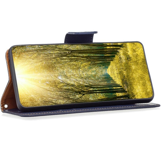 Klopové pouzdro pro Samsung Galaxy A55 5G, Wallet Litchi Leather, tmavě modrý