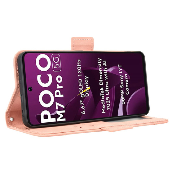 Klopové pouzdro pro Xiaomi Poco M7 Pro 5G, Card Slot, růžové