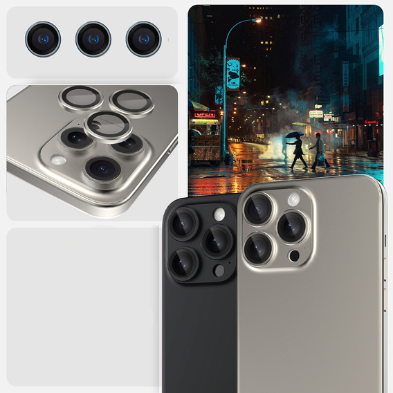 2x ERBORD OPTIK Pro tvrzené sklo pro fotoaparát iPhone 16 Pro/16 Pro Max / 15 Pro/15 Pro Max/14 Pro/14 Pro Max, titan