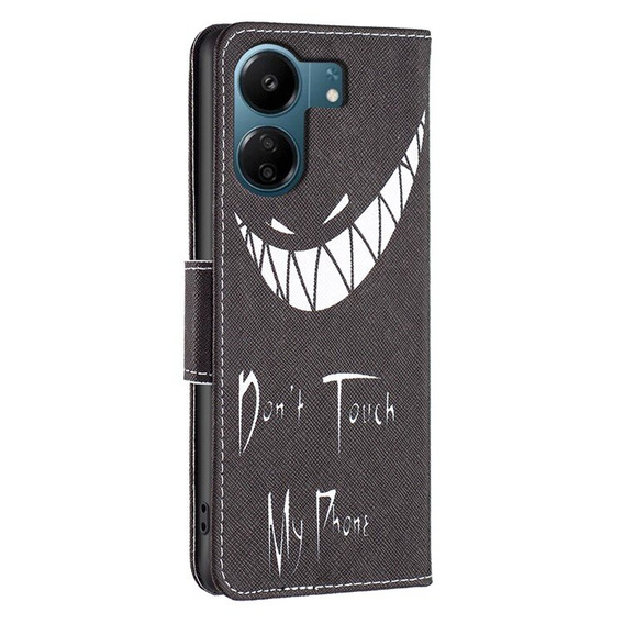 Klopové pouzdro pro Xiaomi Redmi 13C / Poco C65, Wallet, Don't Touch My Phone, modré