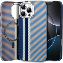 Pouzdro pro iPhone 16 Pro, Carbon Fiber MagSafe, modré