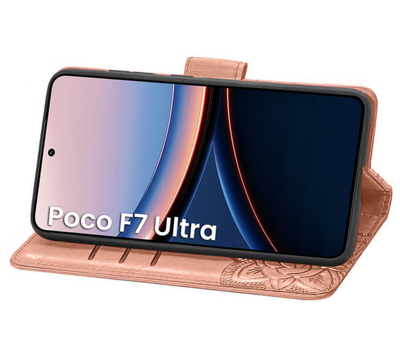 Klopové pouzdro pro Xiaomi Poco F7 Ultra, Butterfly, růžové rose gold