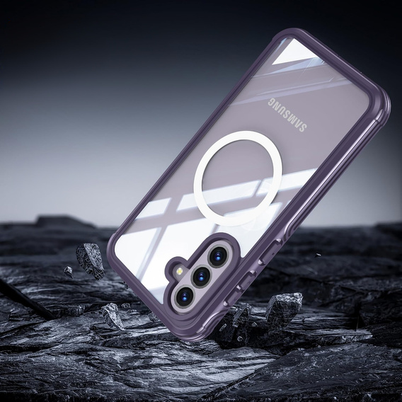 Pouzdro pro Samsung Galaxy A36 / Samsung Galaxy A56, Shockproof, se sklem, pro MagSafe, fialové