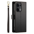 Klopové pouzdro pro Oppo Reno 13 5G, Wallet Zipper Pocket, černé