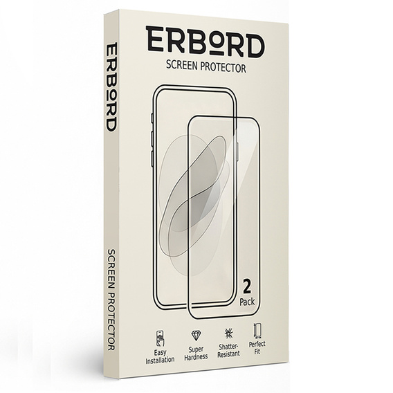 2x tvrzené sklo pro iPhone 13/13 Pro, ERBORD 3D pro celý displej