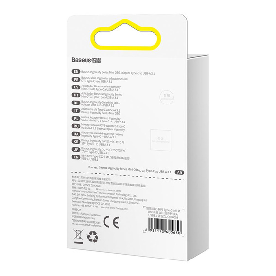 Adaptér Baseus Ingenuity USB-C na USB-A 3.1 OTG pro zařízení s portem USB-C