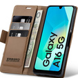 Pouzdro pro Samsung Galaxy A16, ERBORD Glossy Litchi, flipová peněženka, hnědé