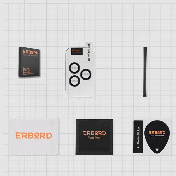 ERBORD OPTIK Pro tvrzené sklo pro fotoaparát iPhone 16 Pro / 16 Pro Max, černé