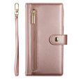 Klopové pouzdro pro Honor Magic 7 Lite, Wallet Zipper Pocket, růžové