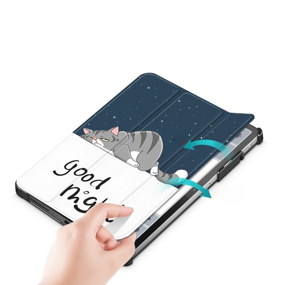 Pouzdro pro Lenovo Tab P11 Pro Gen 2 TB132FU TB132XU 11.2", s klopou, sleeping cat