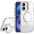 Pouzdro pro iPhone 17, pro MagSafe, se stojánkem, průhledné s šedými vložkami