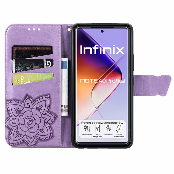 Klopové pouzdro pro Infinix Note 40 Pro Plus, Butterfly, fialové
