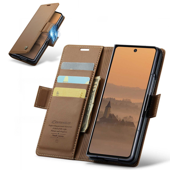 CASEME Litchi Peněženkové flipové pouzdro pro Samsung Galaxy Z Fold7 5G
