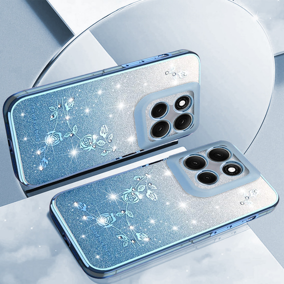 Pouzdro pro Motorola Moto G86 5G, Glitter Flower, modré