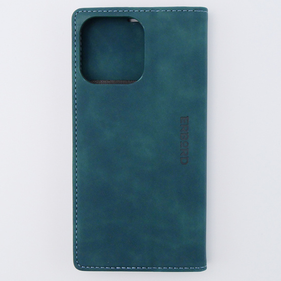 Pouzdro pro iPhone 15 Pro, ERBORD Vintage peněženka s klopou, modré