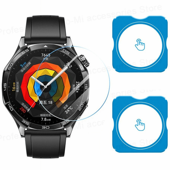2x Tvrzené sklo ERBORD pro Huawei Watch GT 5 46mm, s montážním rámečkem