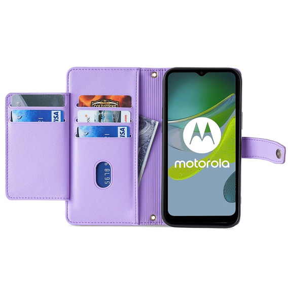 Klopové pouzdro pro Motorola Moto G73 5G, Wallet Zipper Pocket, fialové