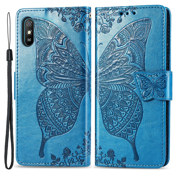 Klopové pouzdro pro Xiaomi Redmi 9A, Butterfly, modré