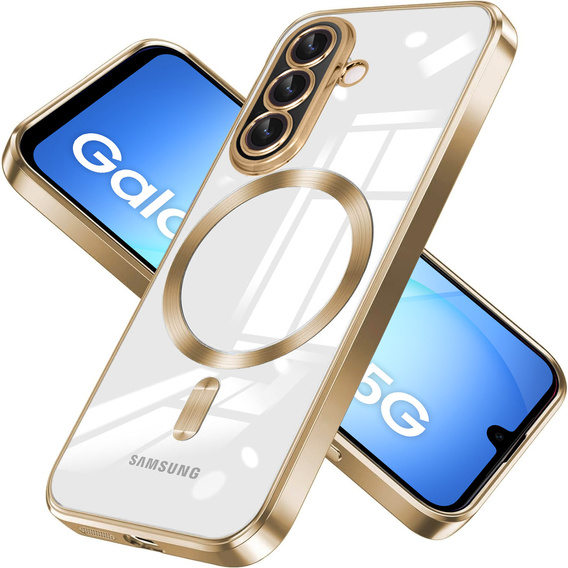 Pouzdro pro Samsung Galaxy A17 5G, Electro MagSafe, průhledné se zlatými boky