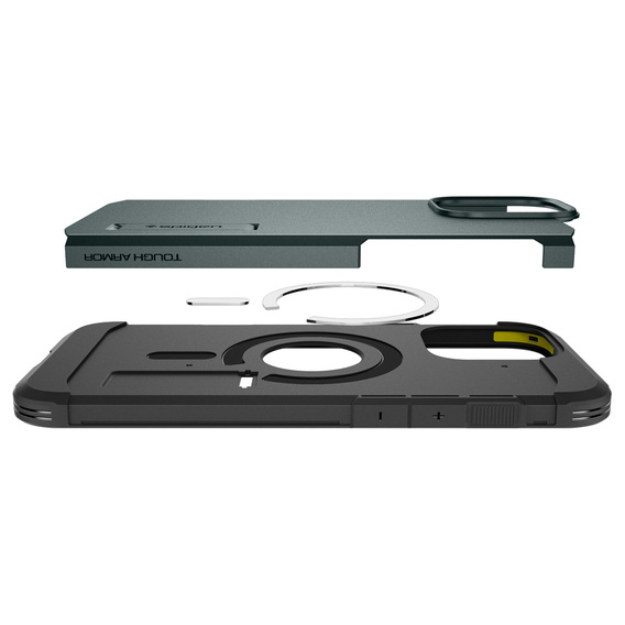 Pouzdro Spigen pro iPhone 16 Pro, Tough Armor Mag MagSafe, zelené + 9H tvrzené sklo