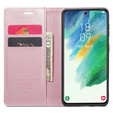 CASEME flipové pouzdro pro Samsung Galaxy S21 FE, Waxy Textured, růžové