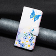 Klopové pouzdro pro OPPO A57 / A57s, Wallet, butterfly & flowers, bílé
