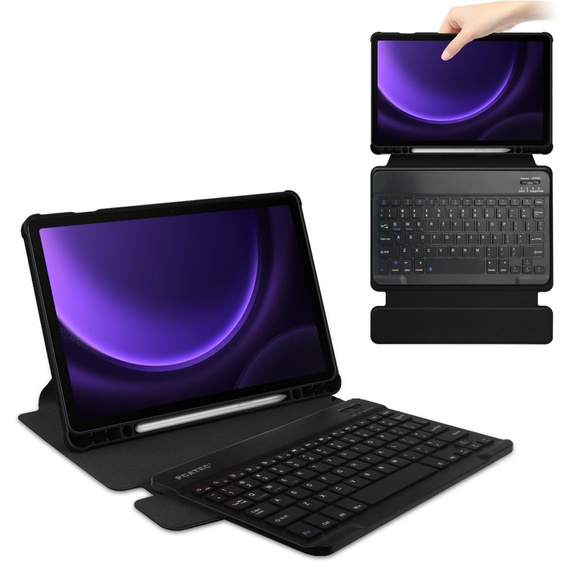 Pouzdro s klávesnicí pro Samsung Galaxy Tab S10 Lite / S10 FE / S9 FE, Rotary 360° Leather, černé